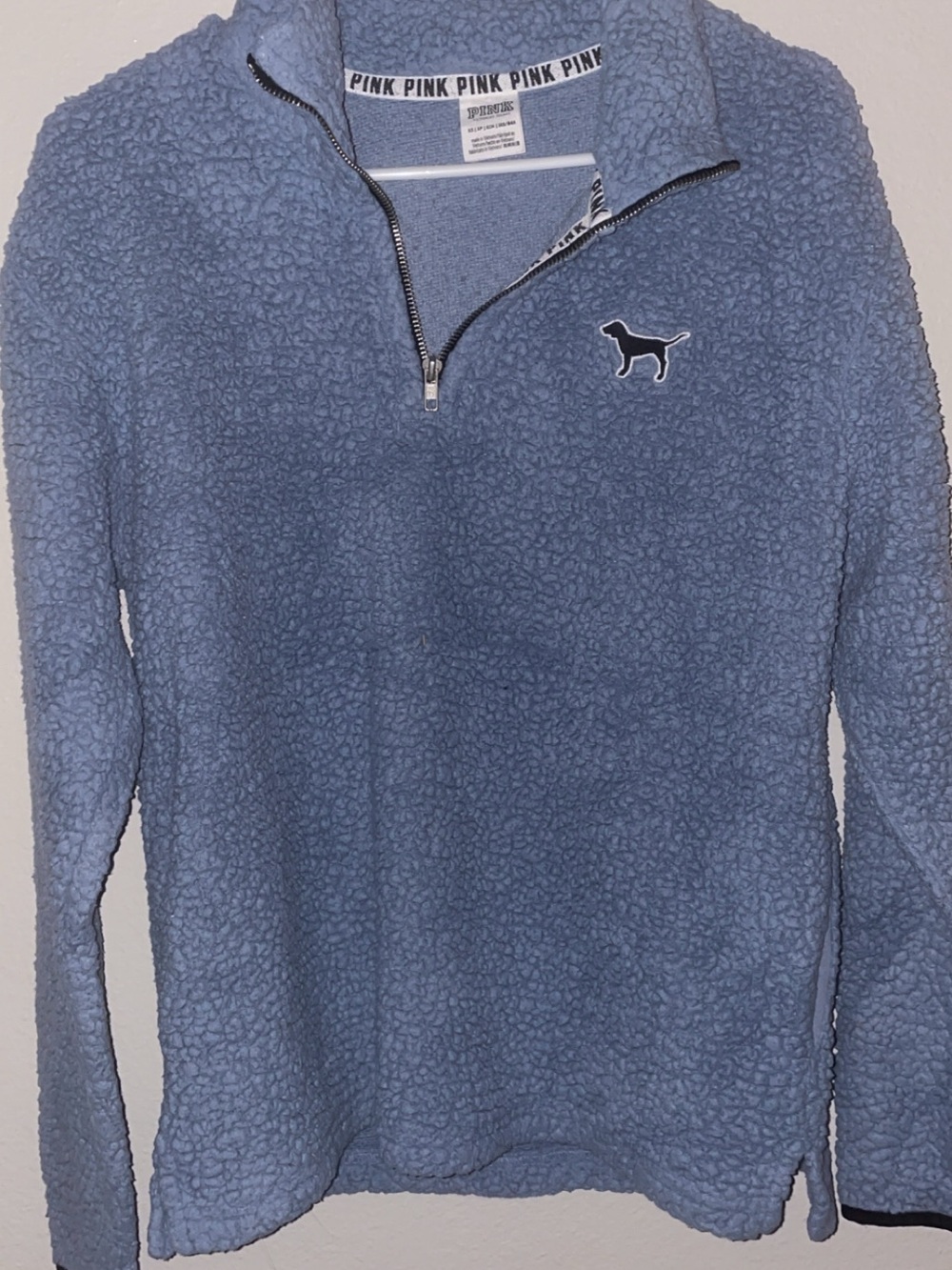 PINK Victoria's Secret Blue Sherpa Half-Zip Pullover